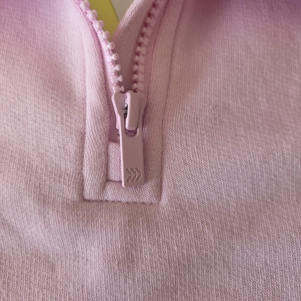 Girls' Medium (8) Pink 1/2 Zip Cotton Fleece Sweatshirt Pullover Thumb Hole New